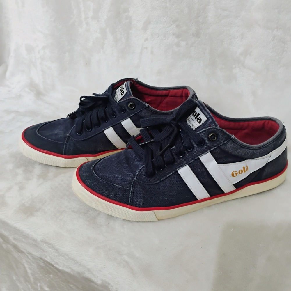 Gola Comet Mens Navy Blue Canvas Low Top Sneakers Size 10 Retro Trainers